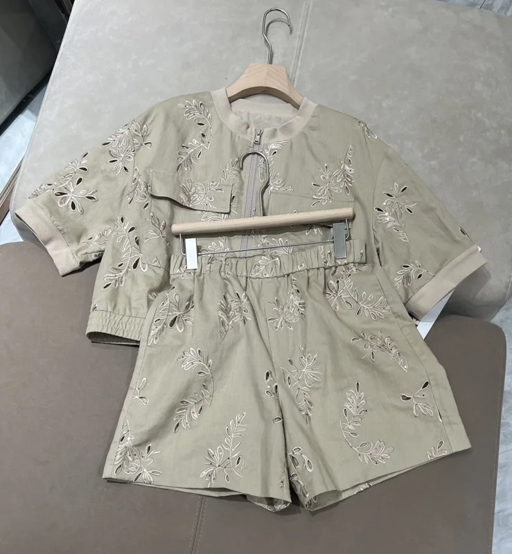 Embroidery Jacket - Yeni İlkbahar/Yaz Yüksek Kaliteli İşlemeli Pamuk-Keten