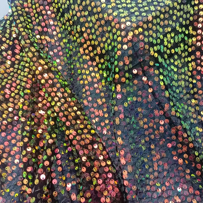 Embroidery Gradient - Gökkuşağı Pullu Nakış Kumaşı 6mm Simli