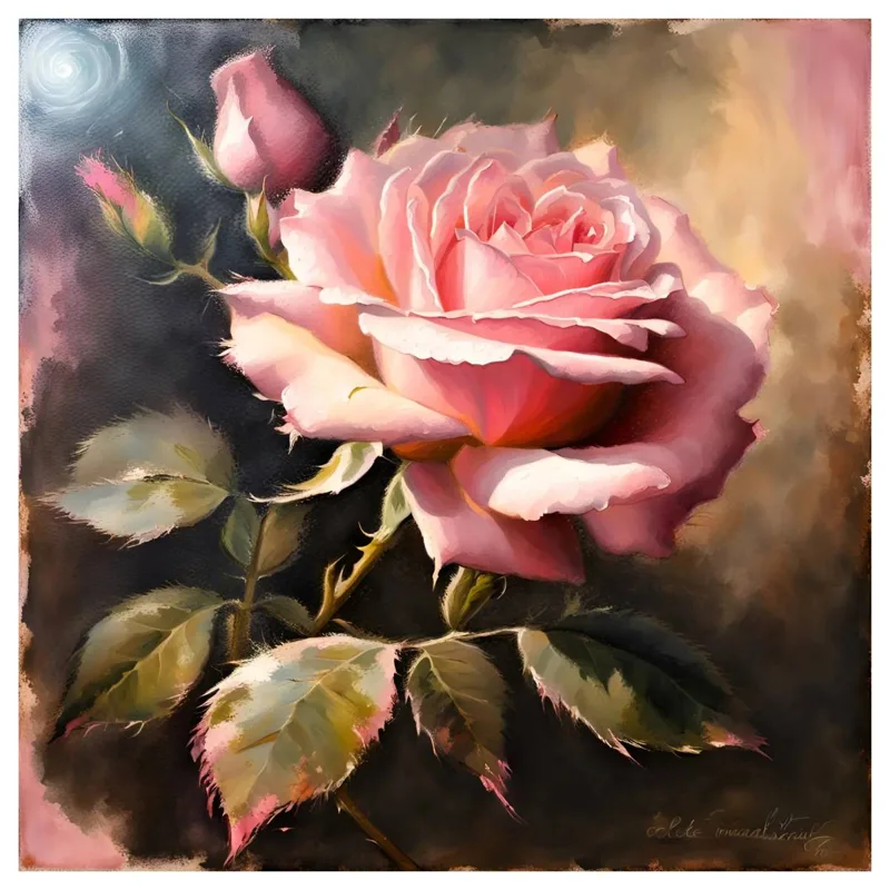 Embroidery Rose Stitch - Pembe gül 30X30CM/11.8 inç çapraz dikiş