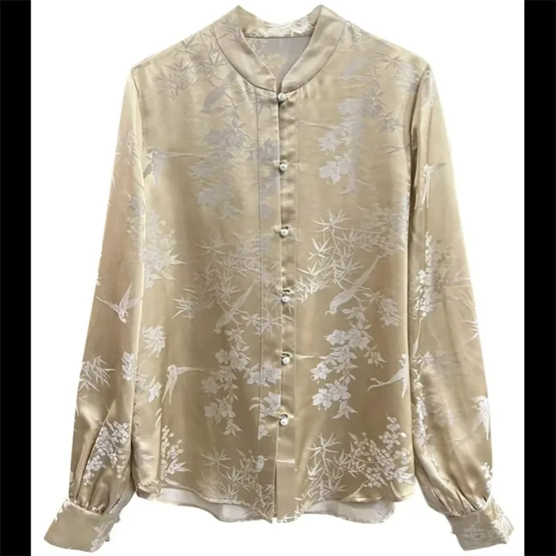 Embroidery Cardigan - Kadınlar için çin bluzlar gömlek Retro