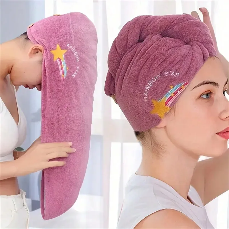 Embroidery Towel - Hızlı Kuruyan Mercan Polar Saç Havlusu