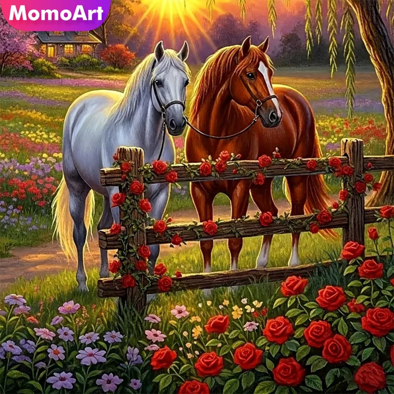 Embroidery Rose Stitch - Momoart Baskılı Çapraz Dikiş Seti At