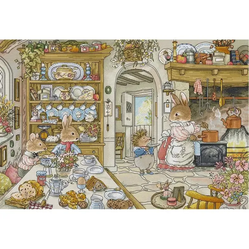 Embroidery Tas - Tavşanın mutfak karikatür hayvan desen çapraz