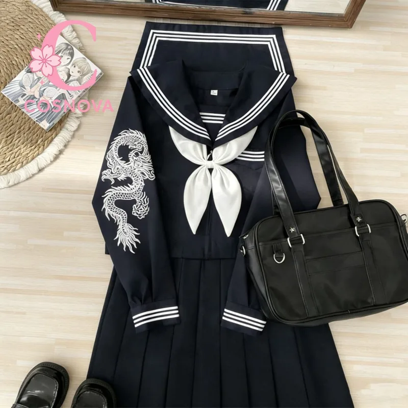 Embroidery Uniform - Japon Koyu Goth Punk Denizci Elbisesi