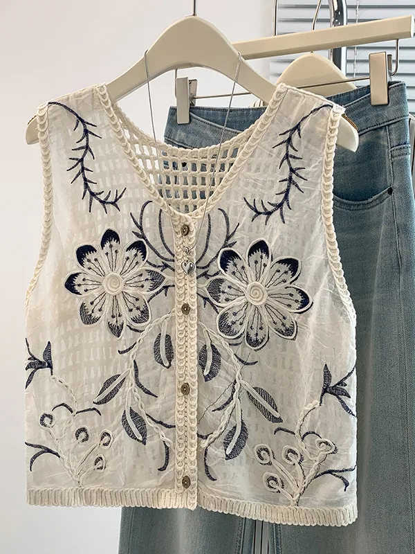 Embroidery Cardigan - Kadın Yazlık Ağır İşlemeli Oymalı Patchwork