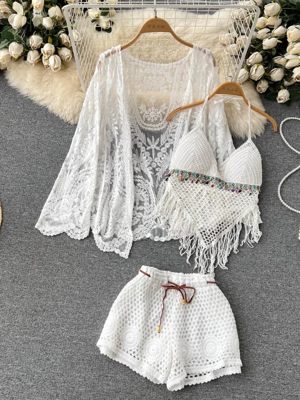 Embroidery Cardigan - Yazlık Yeni Tatil Takımı Kadın Dantel