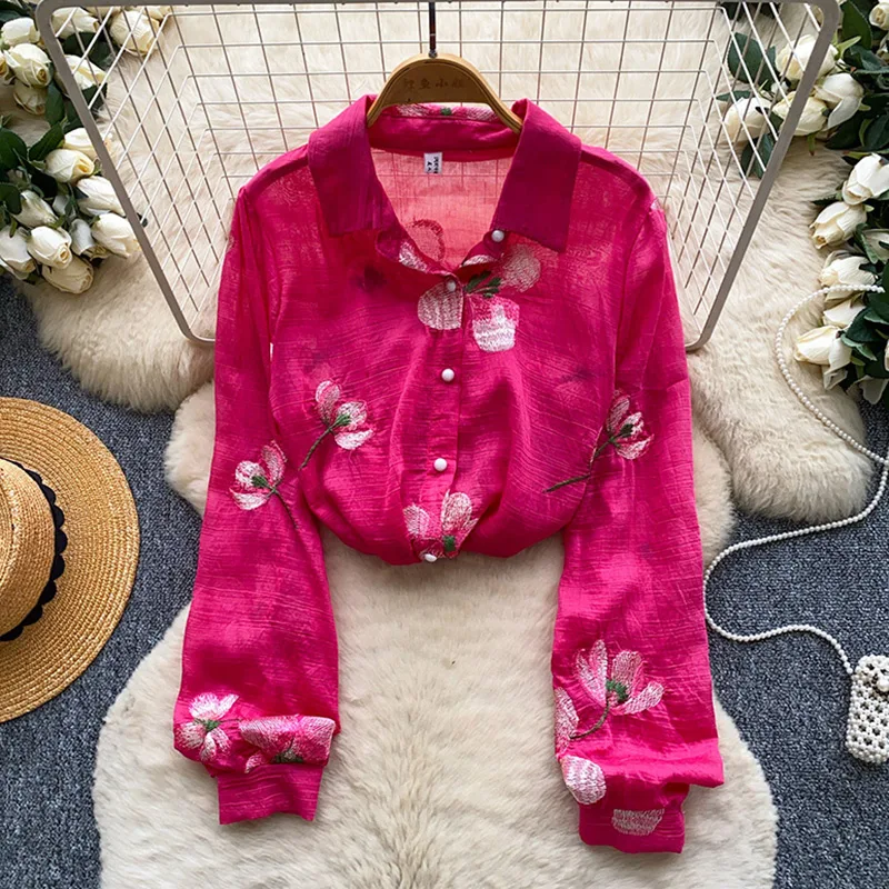 Embroidery Cardigan - Kore Tarzı Çiçek İşlemeli Hırka Kadın