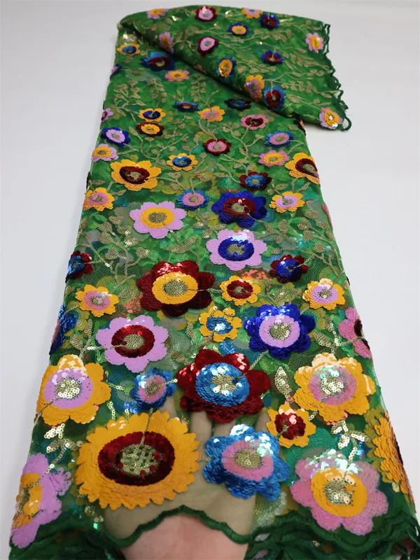 Embroidery Gradient - Pul Payetli Tül Afrika Dantel Kumaşı