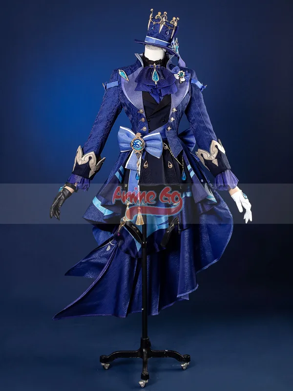 Embroidery Jacket - Beyaz Siyah Furina Cosplay Genshin Etki