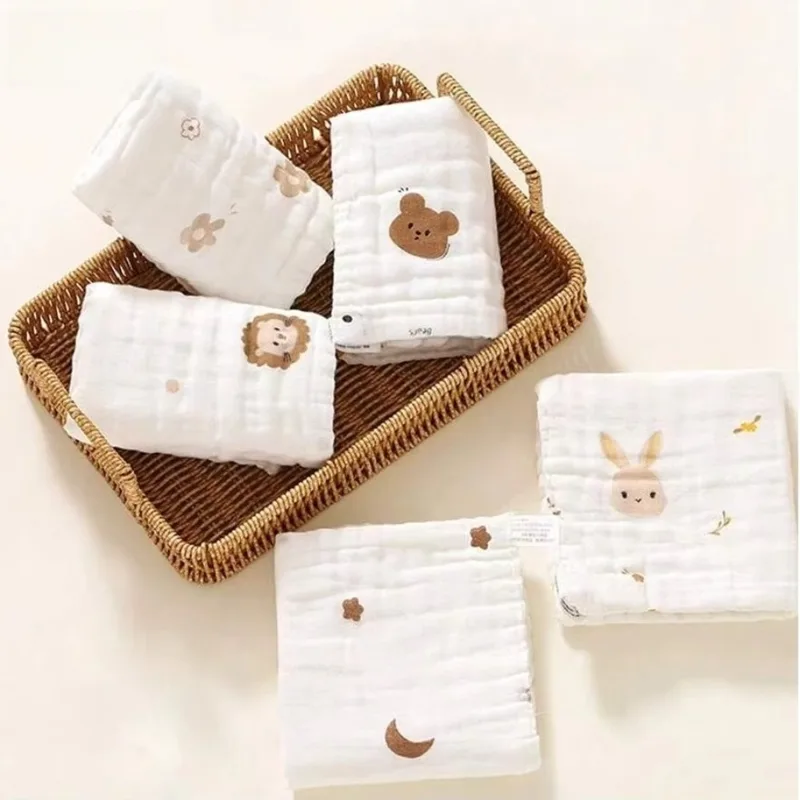 Embroidery Towel - 2 adet 6 katmanlı pamuklu bebek