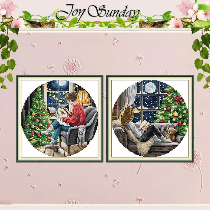 Embroidery Tas - Noel Ağacı ve Kız Desenleri Sayılı