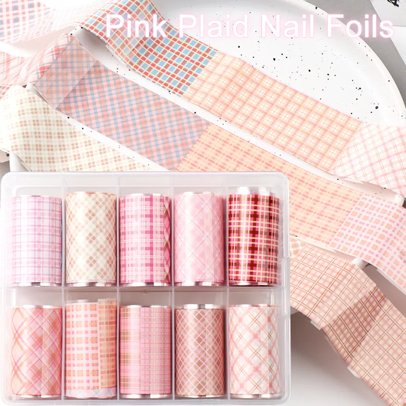 Transfer Paper Carbon - 10 adet/kutu Sevimli Pembe Ekose Nail