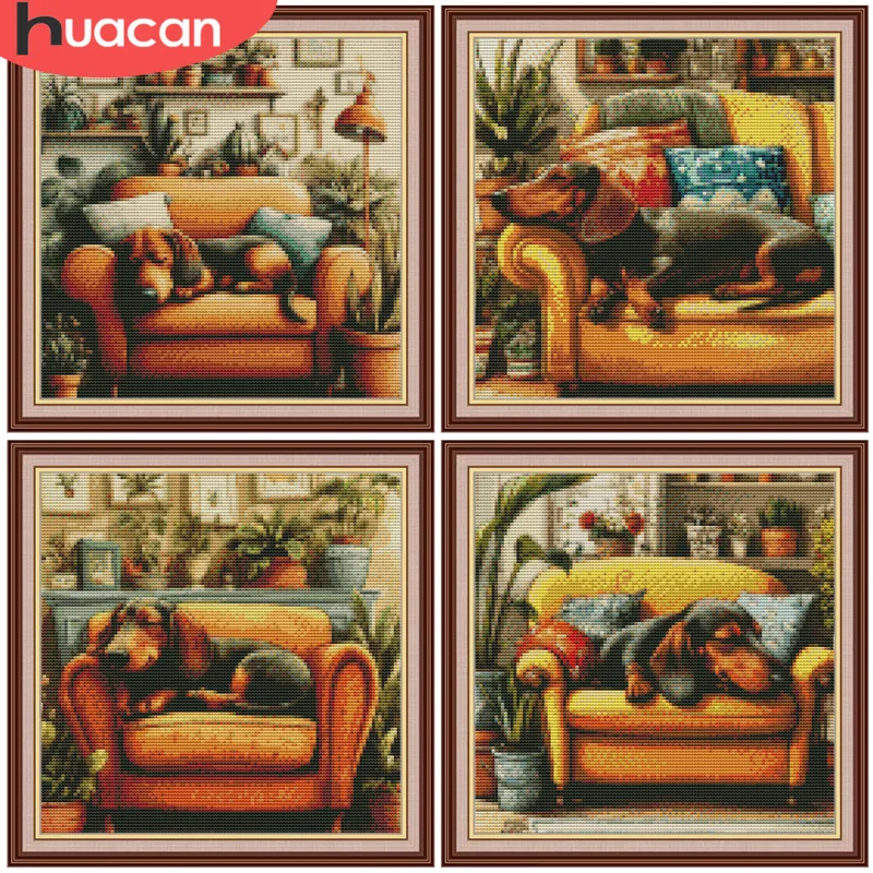 Embroidery Tas - HUACAN Çapraz Dikiş Seti Köpek Hayvan