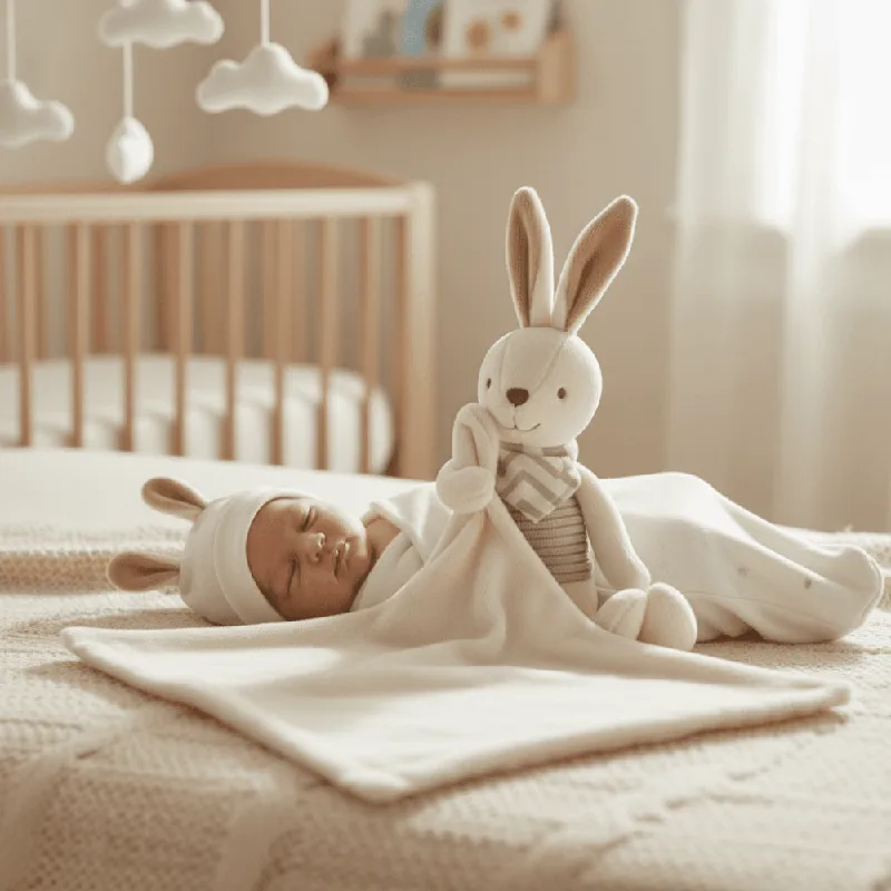 Embroidery Towel - Kare Şekli Bebek Tavşan Yorganı Zarif