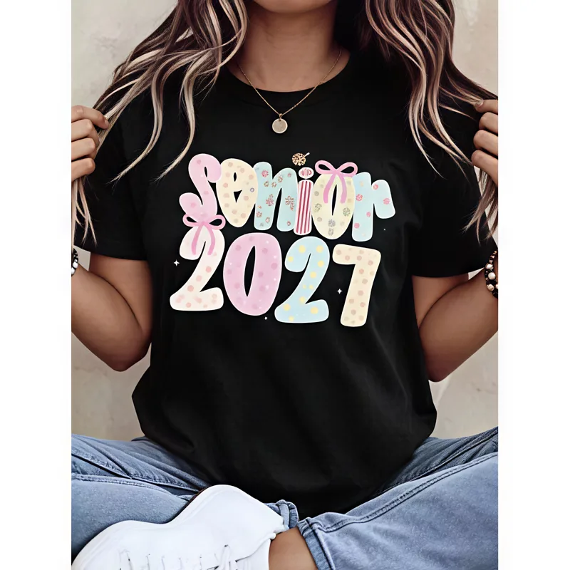 Embroidery Uniform - Kalın Pamuklu Mezuniyet Tişörtü 2027, Pastel