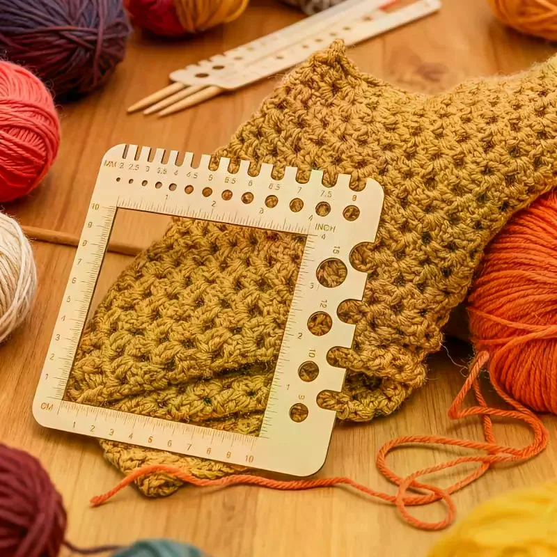 Embroidery Floss - Ahşap örgü iğnesi ölçer kare cetvel