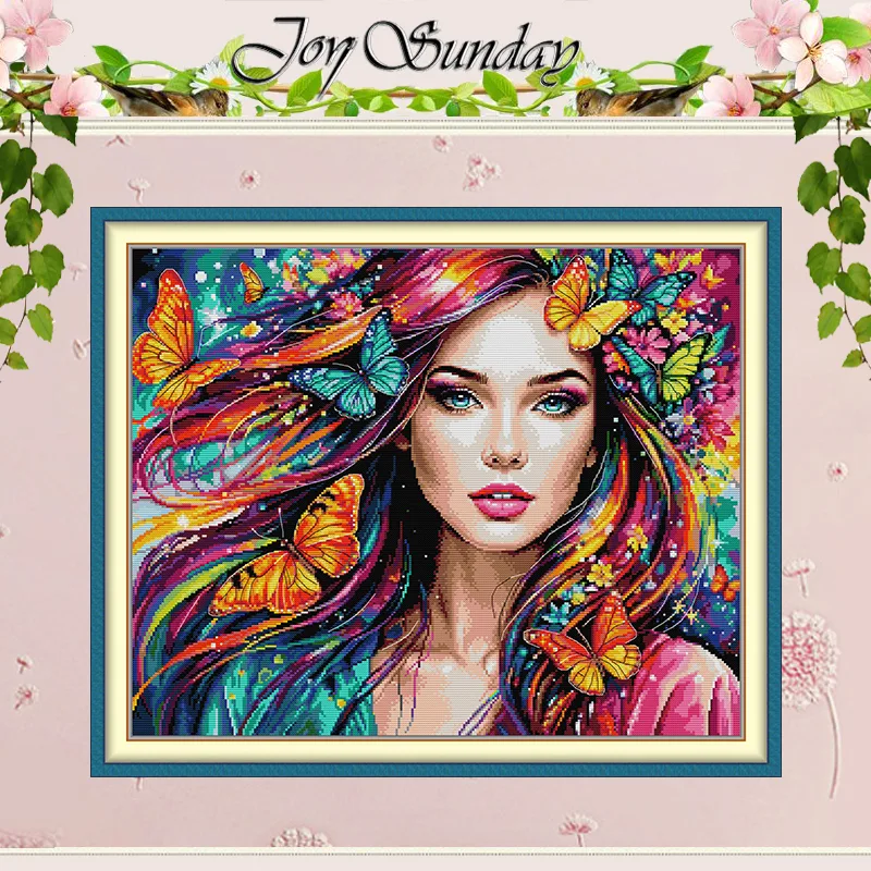 Embroidery Tas - Kelebek Kraliçe Desenleri Sayılı Çapraz Dikiş