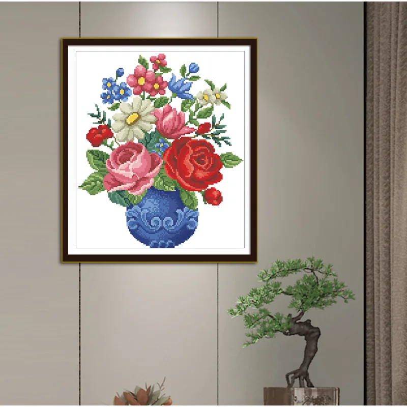 Mavi Şişe Ve Gül, Çapraz Dikiş - Embroidery Rose Stitch incelemesi ve fiyatı