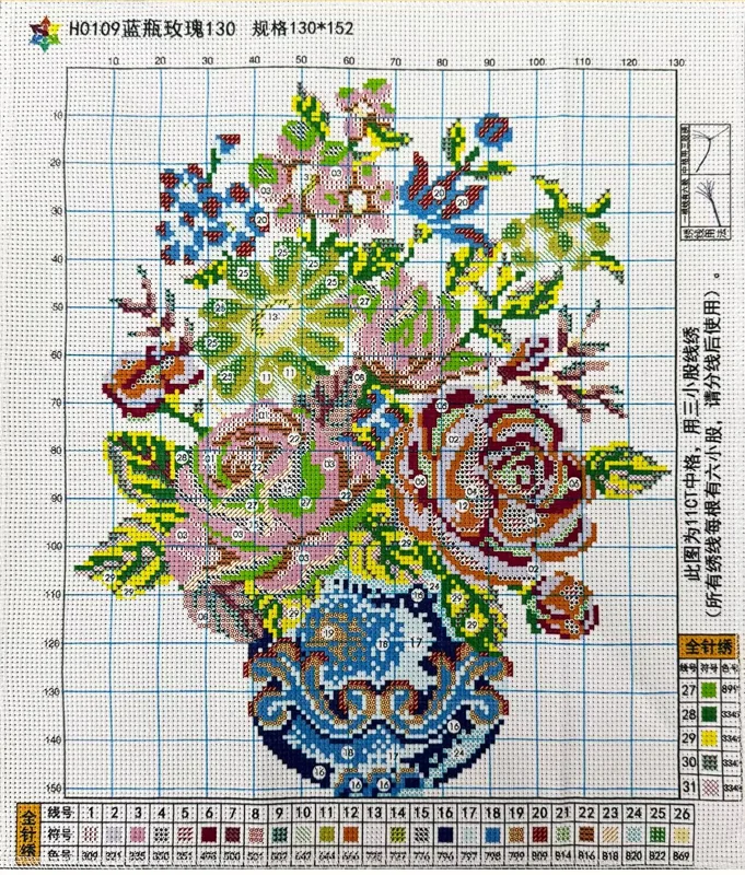 Mavi Şişe Ve Gül, Çapraz Dikiş - Embroidery Rose Stitch incelemesi ve fiyatı