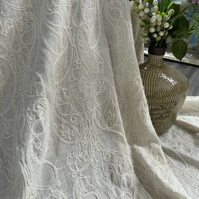 Saf keten bazlı kumaş, pamuk i - Embroidery Chain Stitch incelemesi ve fiyatı