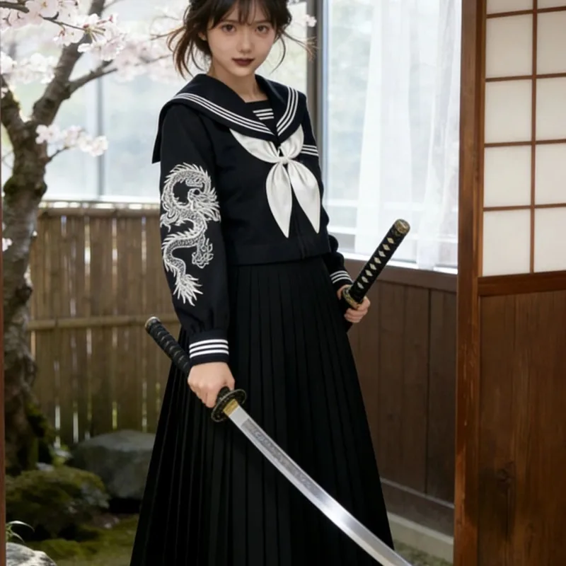 Japon Koyu Goth Punk Denizci E - Embroidery Uniform incelemesi ve fiyatı