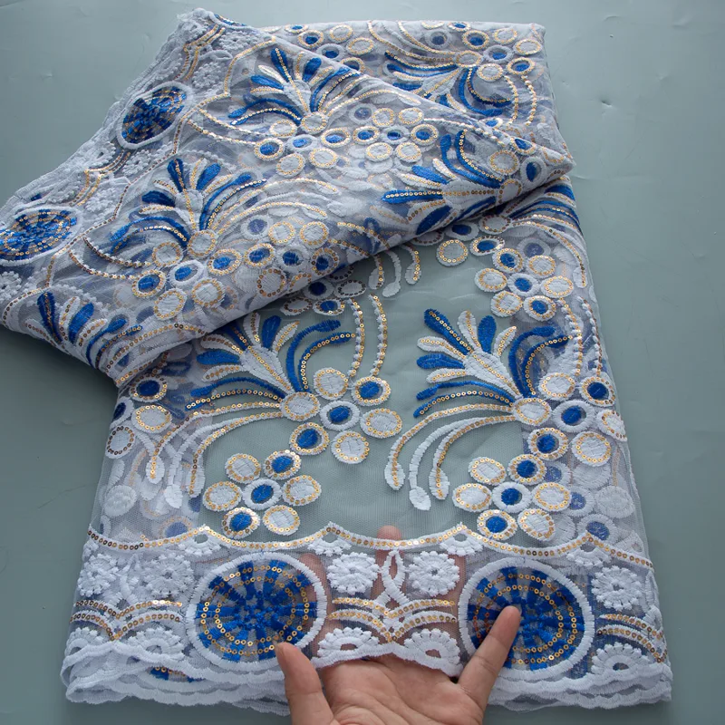Mavi Afrika Dantel Kumaş 2025  - Embroidery Gradient incelemesi ve fiyatı