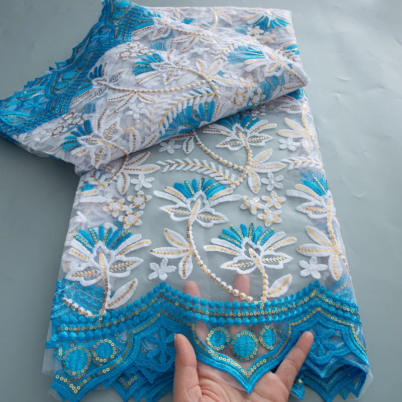 Mavi Afrika Dantel Kumaş 2025  - Embroidery Gradient incelemesi ve fiyatı