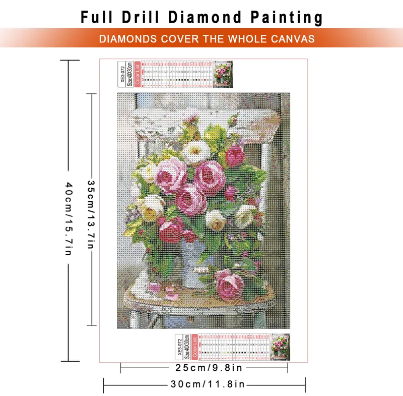 1 adet çerçevesiz Elmas Boyama - Embroidery Rose Stitch incelemesi ve fiyatı
